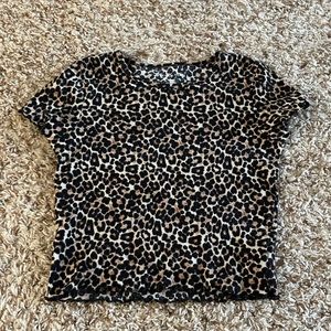 Leopard print American eagle ruffle baby tee
